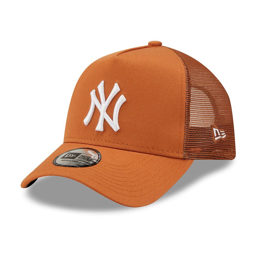 New Era New York Yankees A-Frame Trucker Cap - MLB Tonal Mesh - Toffee