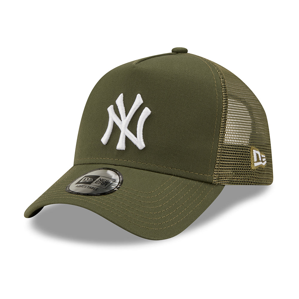 New Era New York Yankees A-Frame Trucker Cap - MLB Tonal Mesh - Olive