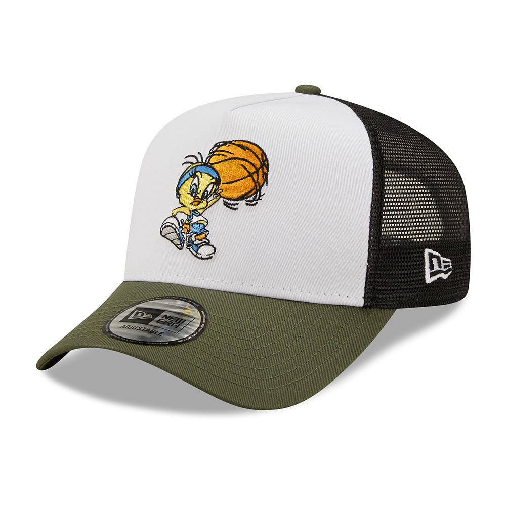 New Era Looney Tunes Tweety Pie A-Frame Trucker Cap - Character Sports - White-Olive