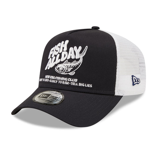 New Era 9FORTY A-Frame Trucker Cap - NE Fishing - Navy Blue