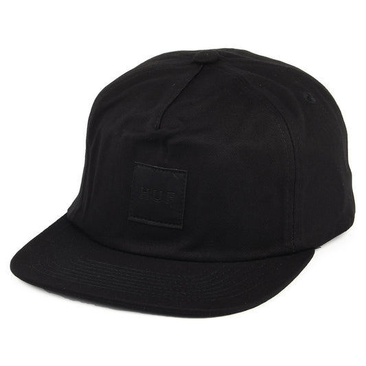 HUF Box Logo Unstructured Snapback Cap - Black On Black