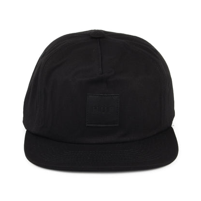 HUF Box Logo Unstructured Snapback Cap - Black On Black