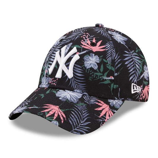 New Era Womens 9FORTY New York Yankees Baseball Cap - MLB Floral - Black-White