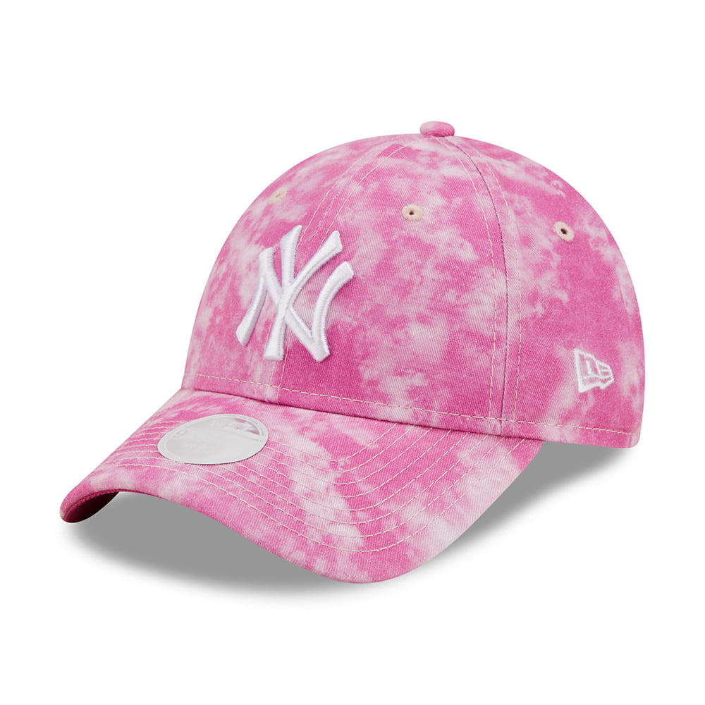 New Era Womens 9FORTY New York Yankees Baseball Cap - MLB Tie Dye - Pink-White