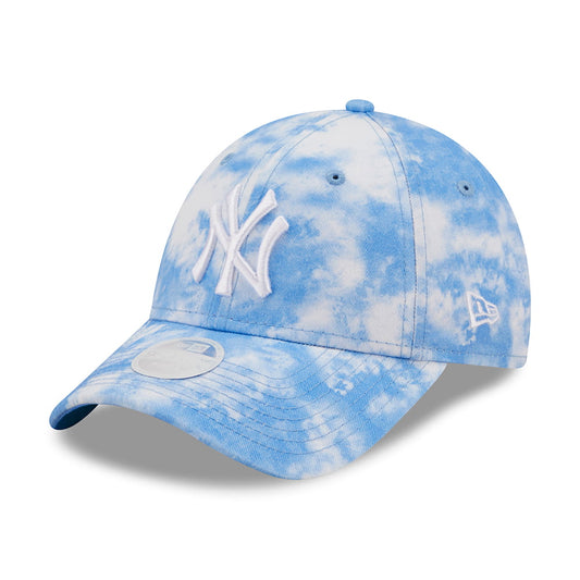New Era Womens 9FORTY New York Yankees Baseball Cap - MLB Tie Dye - Light Blue-White