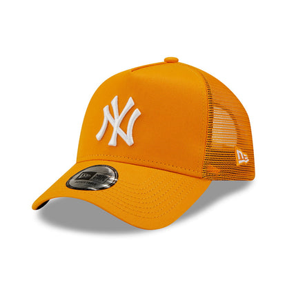New Era New York Yankees A-Frame Trucker Cap - MLB Tonal Mesh - Orange-White