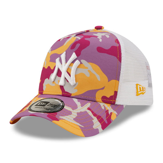 New Era New York Yankees A-Frame Trucker Cap - MLB Camo Pack - Pink-White