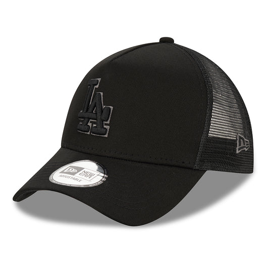 New Era 9FORTY L.A. Dodgers A-Frame Trucker Cap - MLB Black On Black - Black