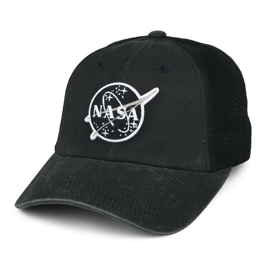 NASA Raglan Bones Trucker Cap - Washed Black