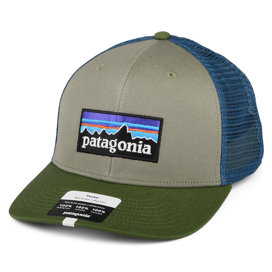 Patagonia Hats P-6 Logo Organic Cotton Trucker Cap - Khaki-Olive-Blue