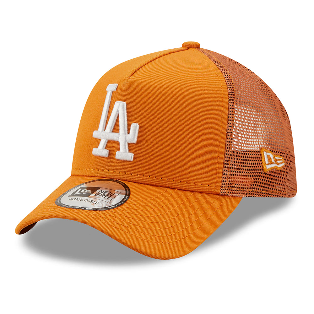 New Era 9FORTY L.A. Dodgers A-Frame Trucker Cap - MLB League Essential - Orange-White
