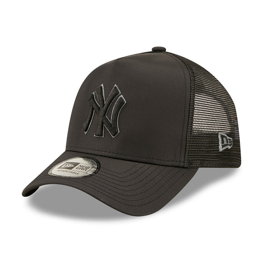 New Era 9FORTY New York Yankees A-Frame Trucker Cap - MLB Tonal Black - Black