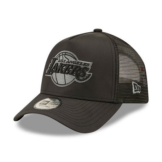 New Era 9FORTY L.A. Lakers A-Frame Trucker Cap - NBA Tonal Black - Black
