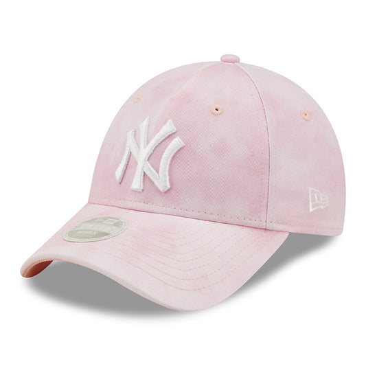 New Era Womens 9FORTY New York Yankees Baseball Cap - MLB Pastel Tie Dye - Pink-White