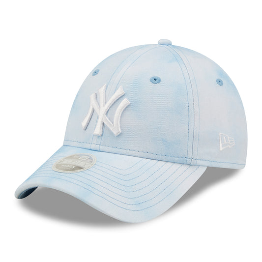 New Era Womens 9FORTY New York Yankees Baseball Cap - MLB Pastel Tie Dye - Sky Blue-White