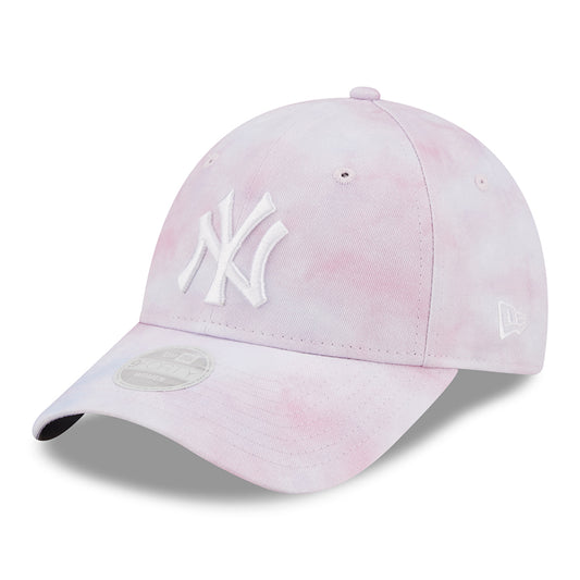 New Era Womens 9FORTY New York Yankees Baseball Cap - MLB Pastel Tie Dye - Lavender-White
