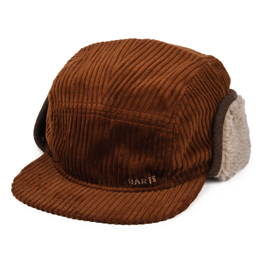 Barts Hats Rayner Corduroy 5 Panel Cap with Earflaps - Rust
