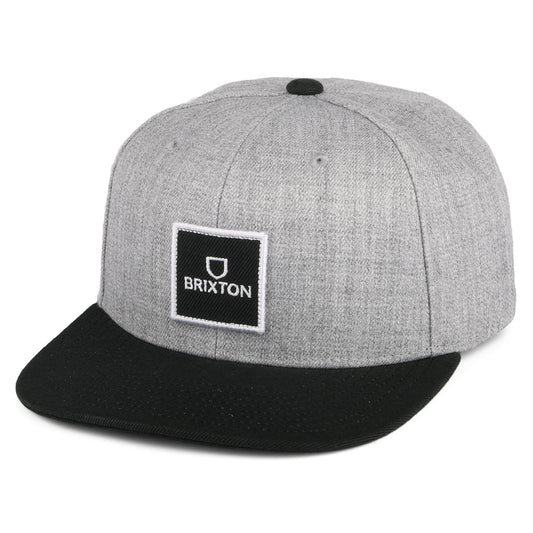Brixton Hats Alpha Square NetPlus MP Snapback Cap - Heather Grey-Black