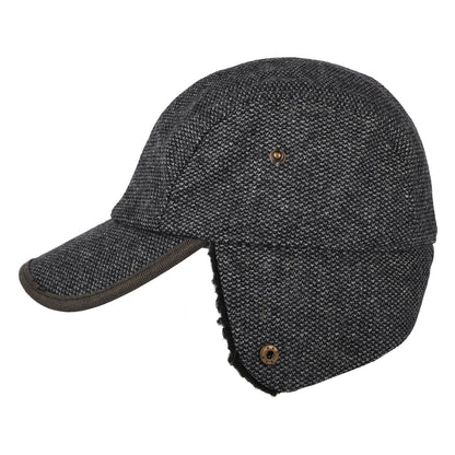 Dorfman Pacific Hats Nail-Head Winter Baseball Cap with Earflaps - Charcoal