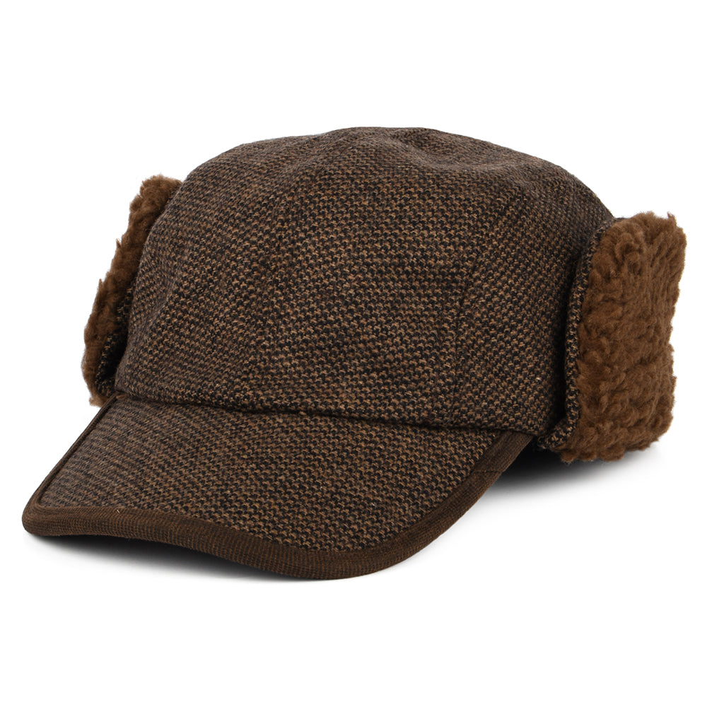Dorfman Pacific Hats Nail-Head Winter Baseball Cap with Earflaps - Brown