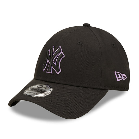 New Era 9FORTY New York Yankees Baseball Cap - MLB Team Outline - Black-Purple