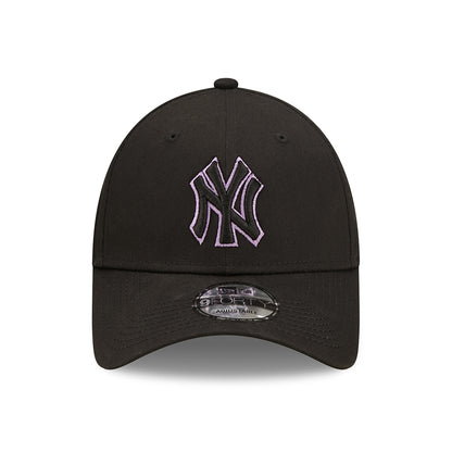 New Era 9FORTY New York Yankees Baseball Cap - MLB Team Outline - Black-Purple