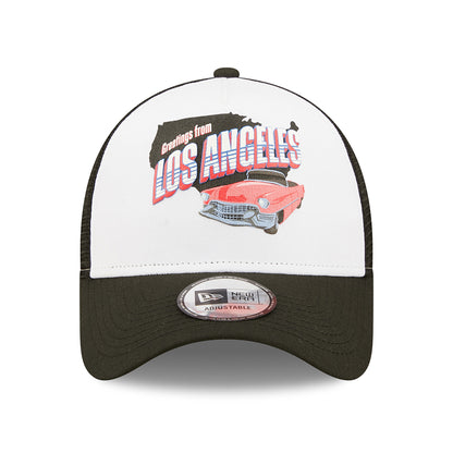 New Era 9FORTY Los Angeles Repreve Trucker Cap - US State Wordmark - Black-White