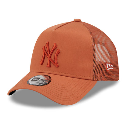 New Era 9FORTY New York Yankees A-Frame Trucker Cap - MLB Tonal Mesh - Rust