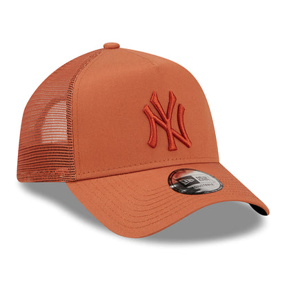 New Era 9FORTY New York Yankees A-Frame Trucker Cap - MLB Tonal Mesh - Rust