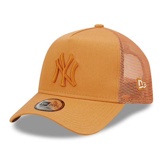 New Era 9FORTY New York Yankees A-Frame Trucker Cap - MLB Tonal Mesh - Orange