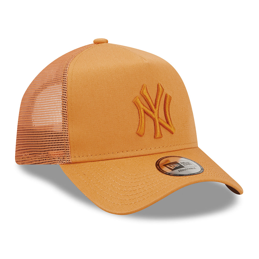 New Era 9FORTY New York Yankees A-Frame Trucker Cap - MLB Tonal Mesh - Orange