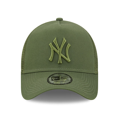 New Era 9FORTY New York Yankees A-Frame Trucker Cap - MLB Tonal Mesh - Olive