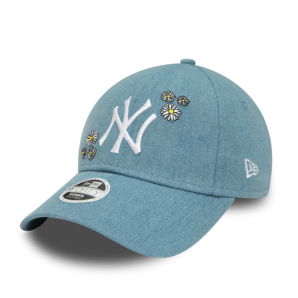 New Era Womens 9FORTY New York Yankees Baseball Cap - MLB Denim - Blue-White