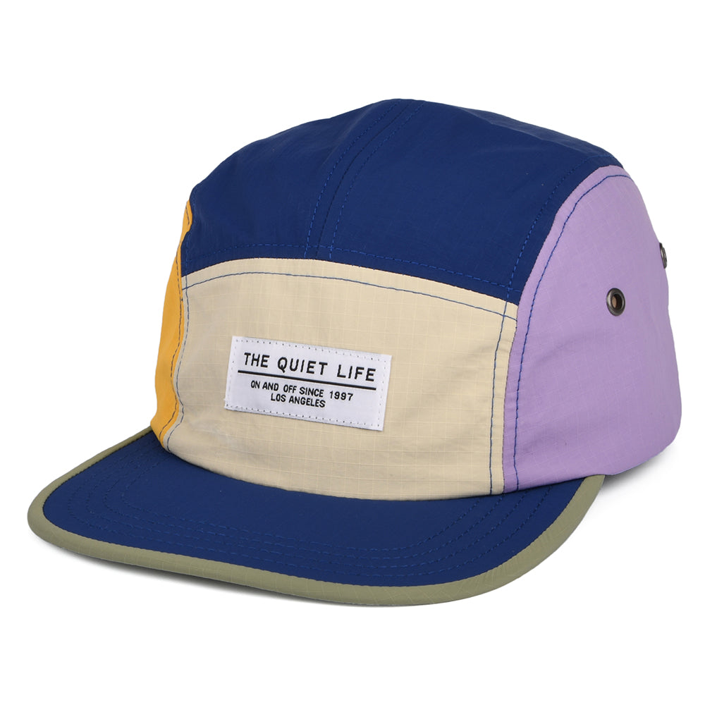 The Quiet Life Hats Nylon Ripstop 5 Panel Cap - Navy-Cream-Purple