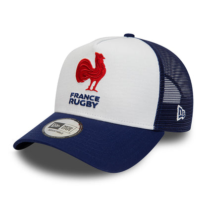 New Era French Federation of Rugby A-Frame Trucker Cap - Essential - White-Blue