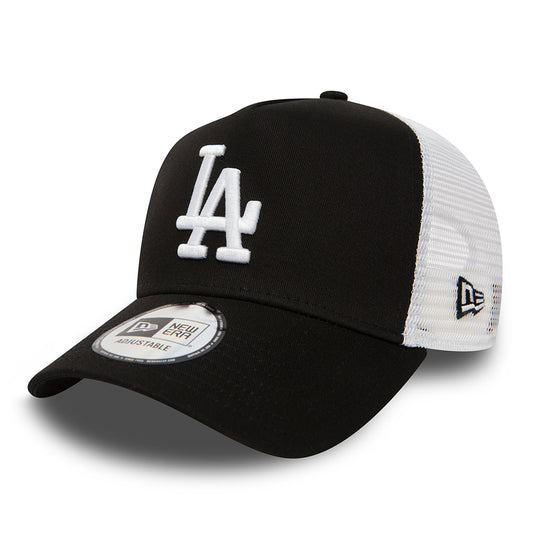 New Era L.A. Dodgers A-Frame Trucker Cap - MLB Clean Trucker - Black-White