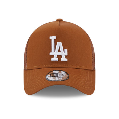 New Era L.A. Dodgers A-Frame Trucker Cap - MLB League Essential - Toffee-White