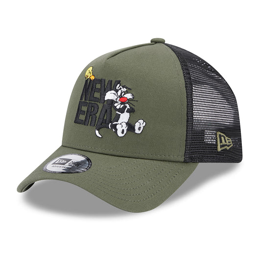 New Era Sylvester & Tweety A-Frame Trucker Cap - Looney Tunes - Olive-Black