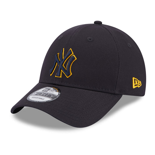 New Era 9FORTY New York Yankees Baseball Cap - MLB Team Outline - Navy-Yellow