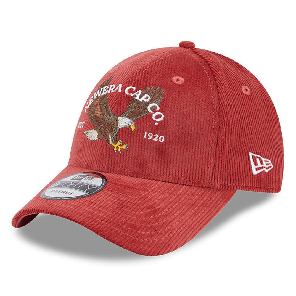 New Era 9FORTY Eagle Baseball Cap - NE Cord - Washed Red