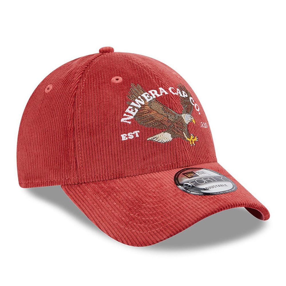 New Era 9FORTY Eagle Baseball Cap - NE Cord - Washed Red