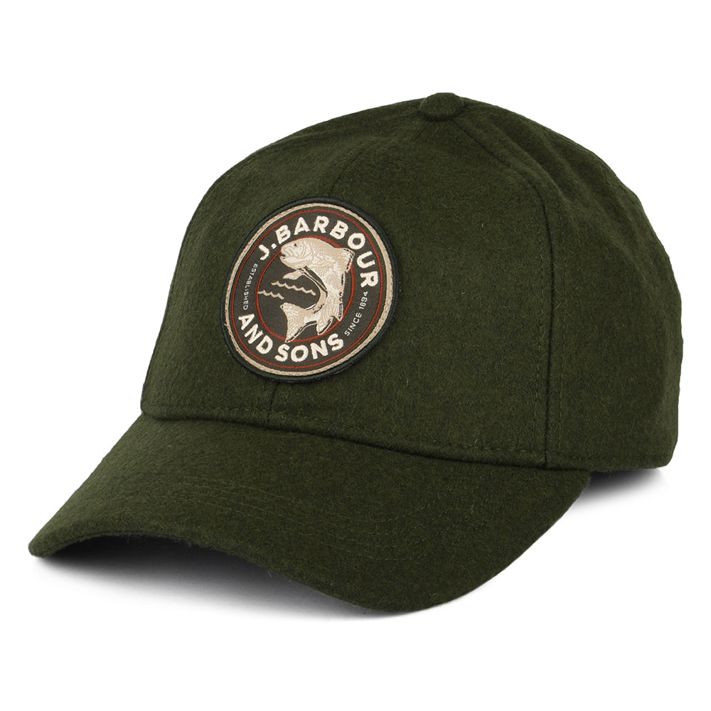 Barbour Hats Hudshaw Melton Wool Baseball Cap - Forest