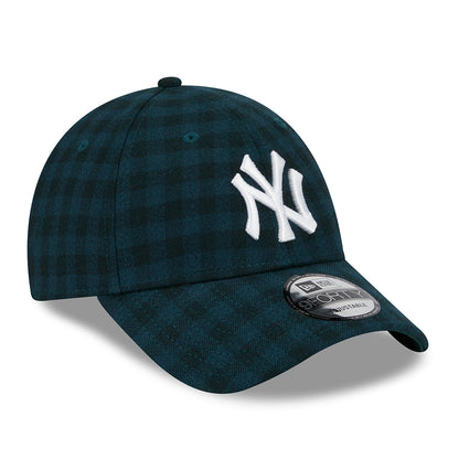 New Era 9FORTY New York Yankees Baseball Cap - MLB Flannel - Dark Green-White