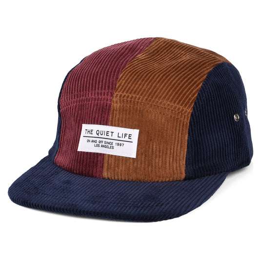 The Quiet Life Hats Chunky Cord Contrast 5 Panel Cap - Navy-Brown