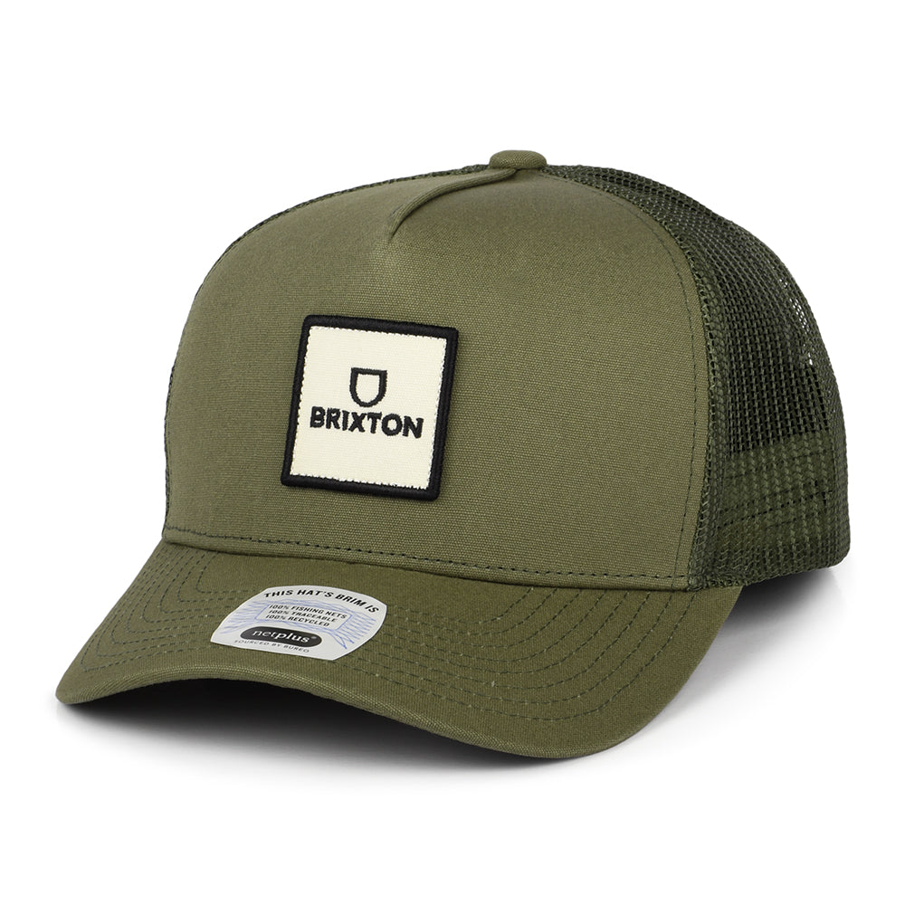 Brixton Hats Alpha Block NetPlus C MP Trucker Cap - Olive