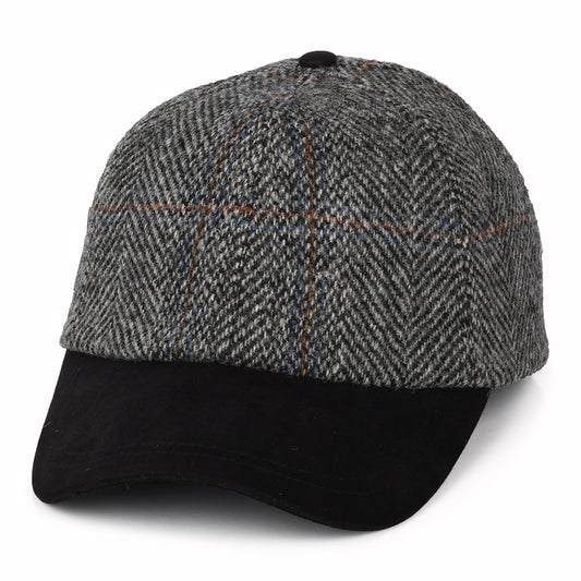 Failsworth Hats HARRIS TWEED Baseball Cap - Grey-Black