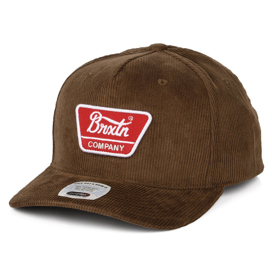 Brixton Hats Linwood C NetPlus MP Corduroy Snapback Cap - Brown-Red