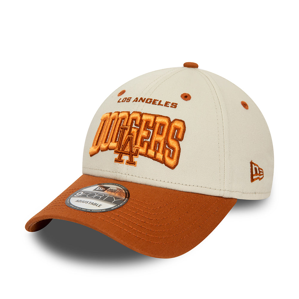 New Era 9FORTY L.A. Dodgers Baseball Cap - MLB White Crown - Ivory-Rust
