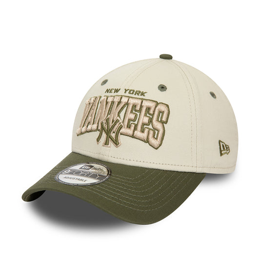 New Era 9FORTY New York Yankees Baseball Cap - MLB White Crown - Ivory-Olive