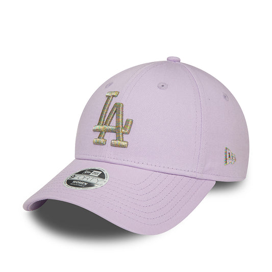 New Era Womens 9FORTY L.A. Dodgers Baseball Cap - MLB Metallic Logo - Lavender-Silver